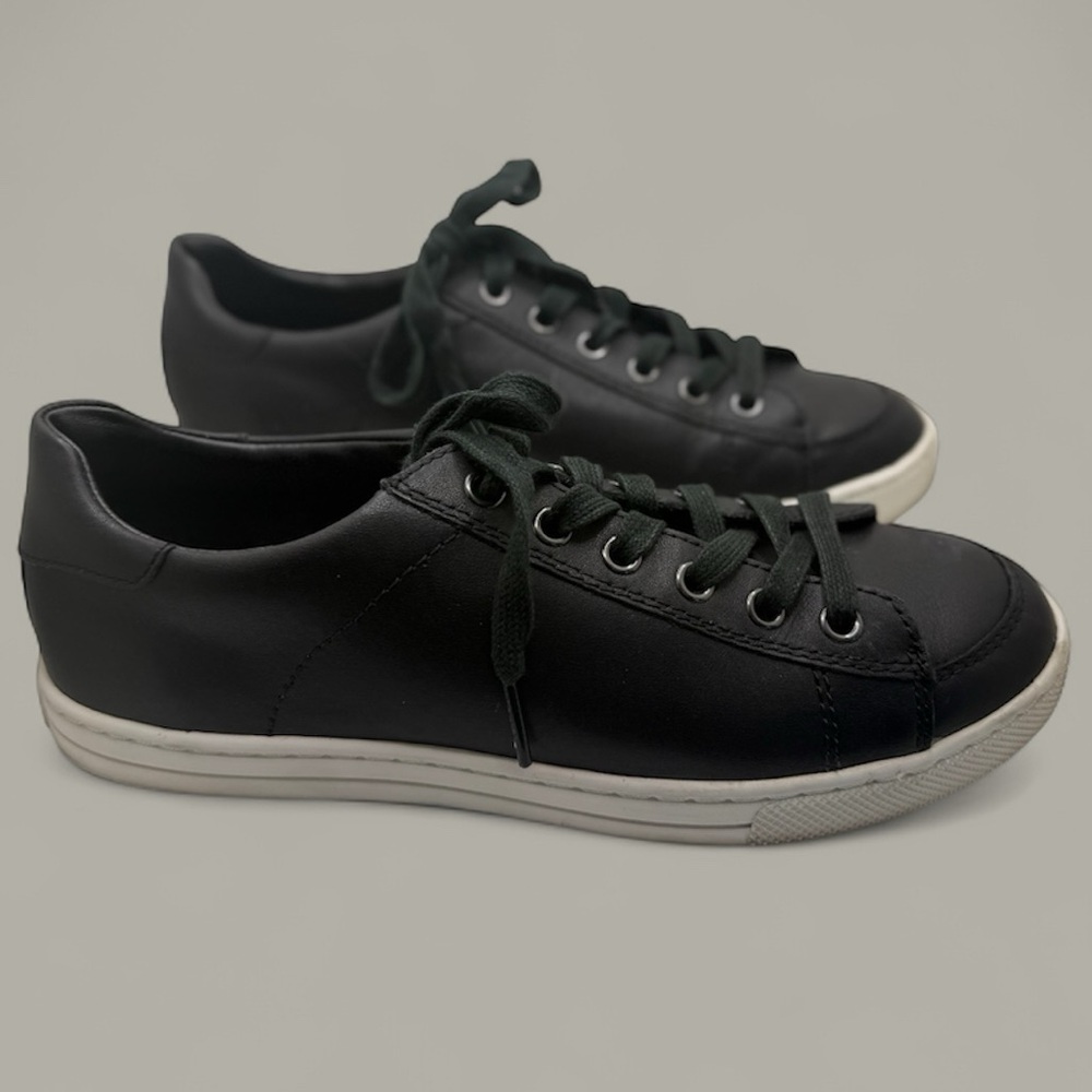 Black Leather Women’s Porter Sneakers Sz 8 - Picture 2 of 7